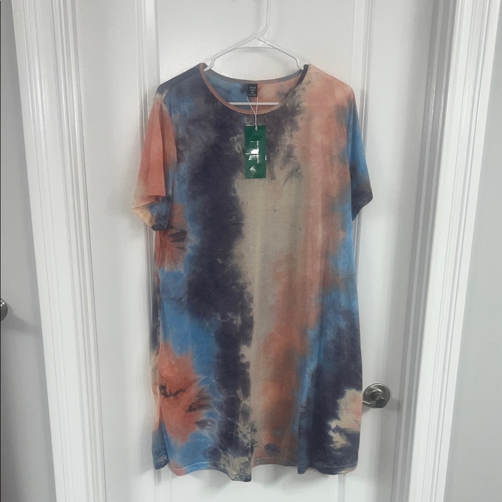SHEIN women’s Multicolor Tie-Dye Short Sleeve T shirt dress/nightshirt